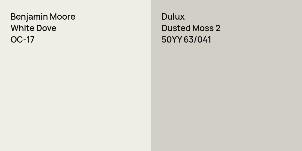 Benjamin Moore White Dove vs. Dulux Dusted Moss 2