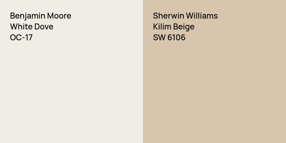 Benjamin Moore White Dove vs. Sherwin Williams Kilim Beige