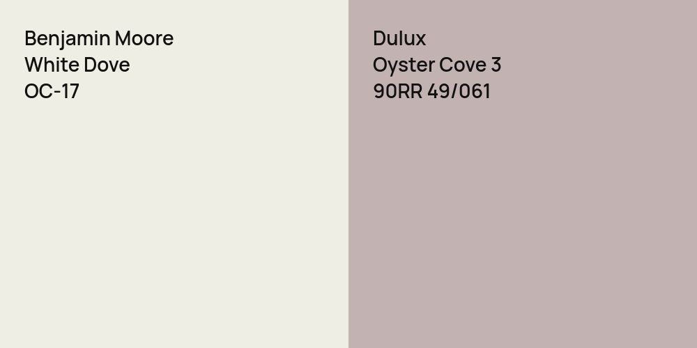 Benjamin Moore White Dove vs. Dulux Oyster Cove 3