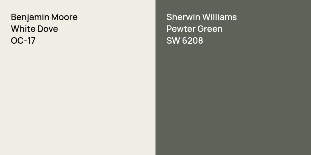 Benjamin Moore White Dove vs. Sherwin Williams Pewter Green