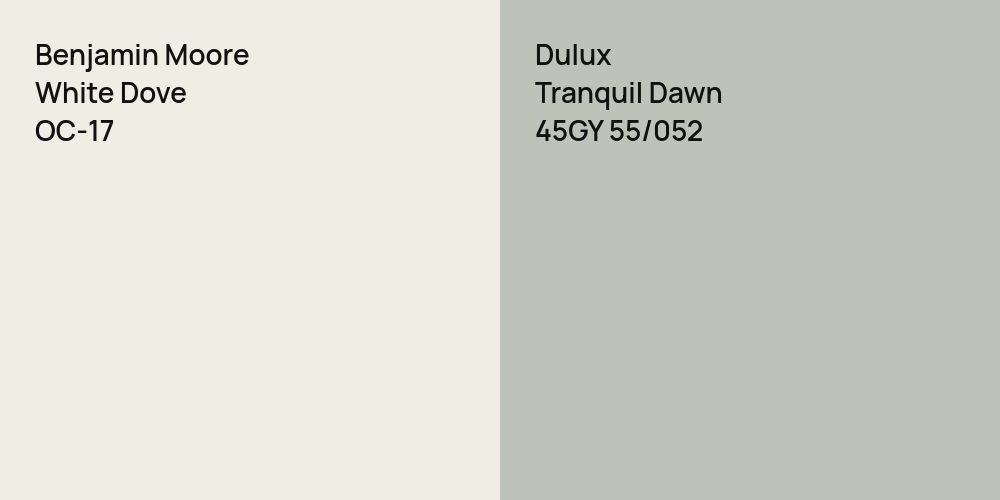 Benjamin Moore White Dove vs. Dulux Tranquil Dawn