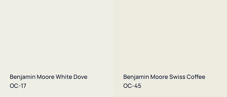 Benjamin Moore White Dove OC-17 vs Benjamin Moore Swiss Coffee OC-45