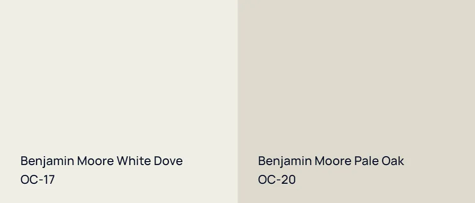 Benjamin Moore White Dove OC-17 vs Benjamin Moore Pale Oak OC-20
