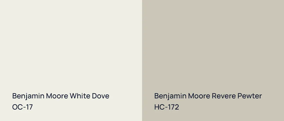 Benjamin Moore White Dove OC-17 vs Benjamin Moore Revere Pewter HC-172