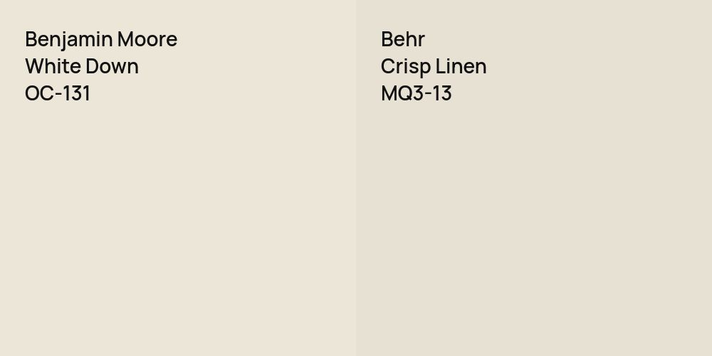 Benjamin Moore White Down vs. Behr Crisp Linen