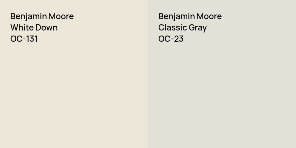 Benjamin Moore White Down vs. Benjamin Moore Classic Gray