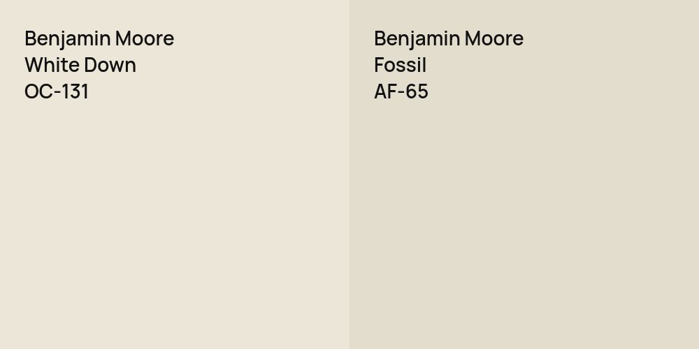 Benjamin Moore White Down vs. Benjamin Moore Fossil