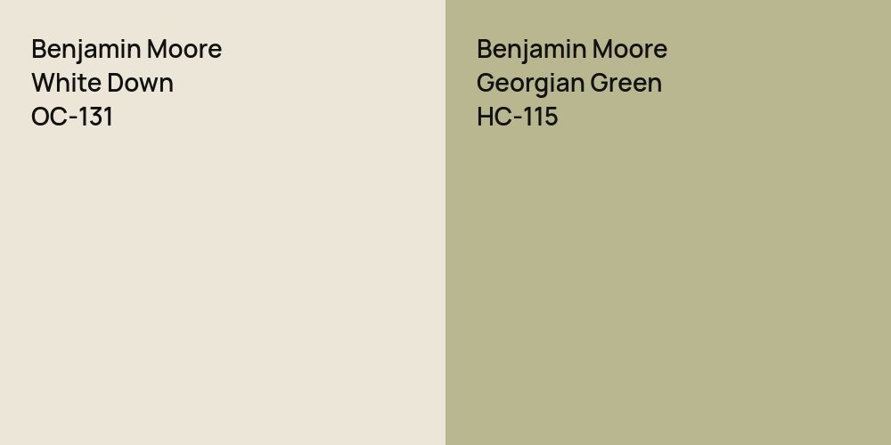 Benjamin Moore White Down vs. Benjamin Moore Georgian Green