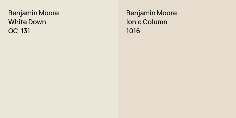 Benjamin Moore White Down vs. Benjamin Moore Ionic Column