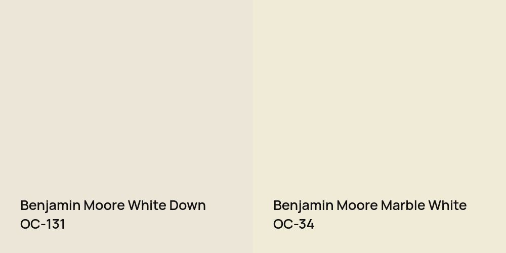 Benjamin Moore White Down vs. Benjamin Moore Marble White