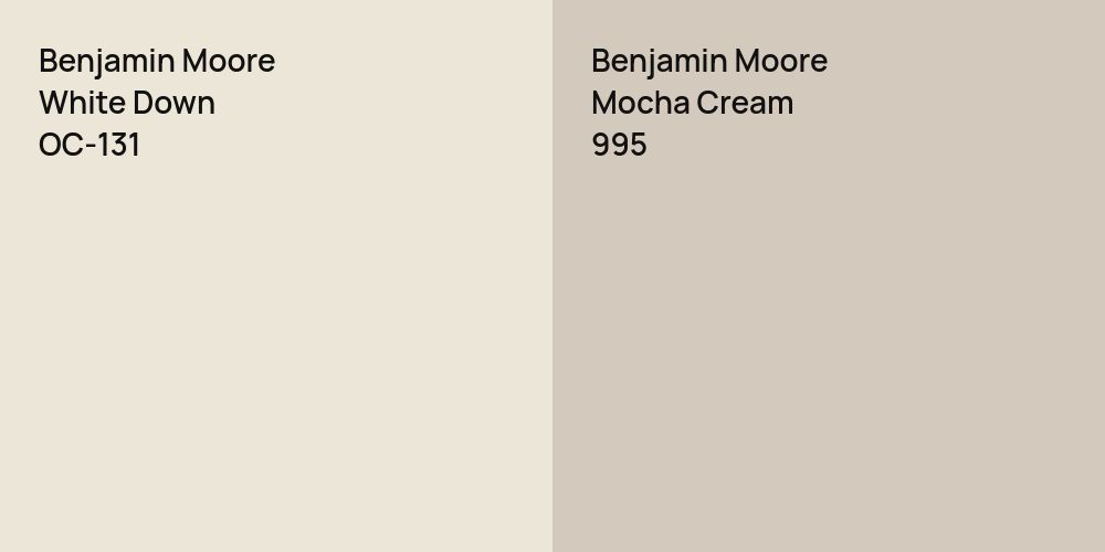 Benjamin Moore White Down vs. Benjamin Moore Mocha Cream