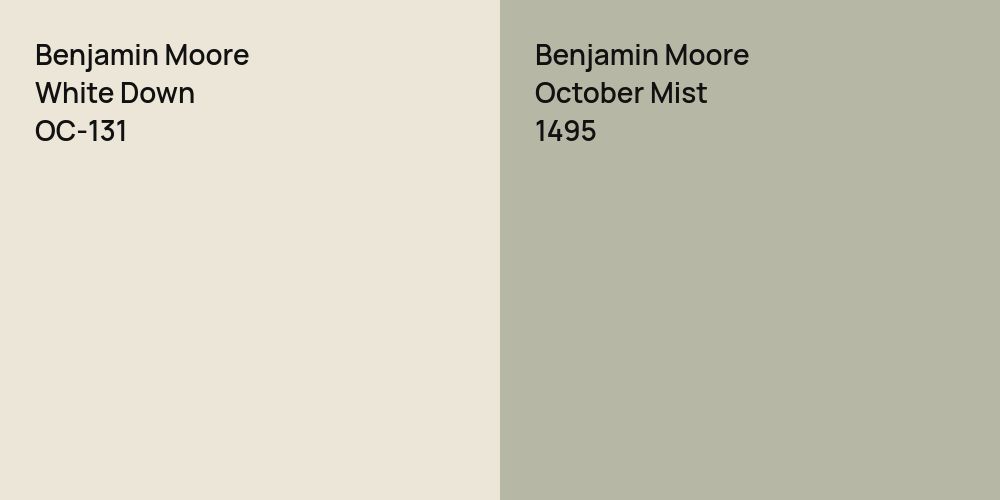 Benjamin Moore White Down vs. Benjamin Moore October Mist