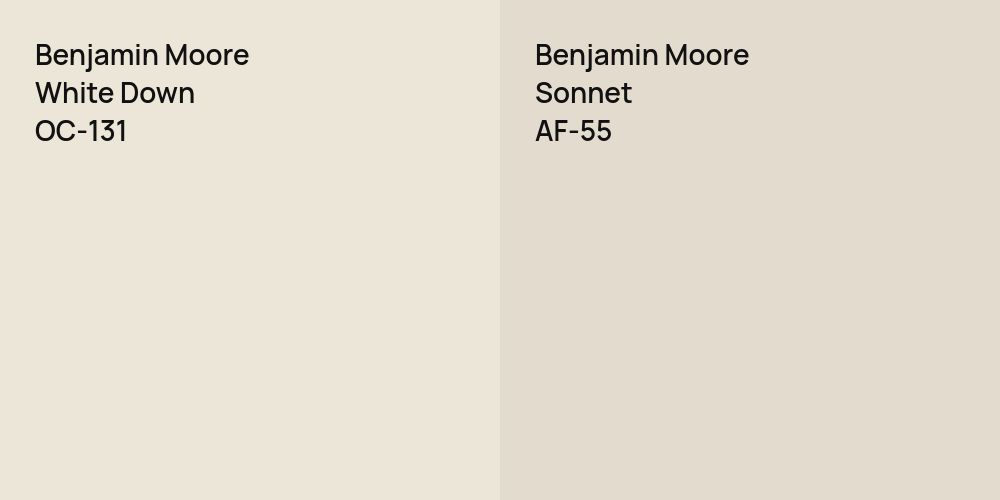 Benjamin Moore White Down vs. Benjamin Moore Sonnet