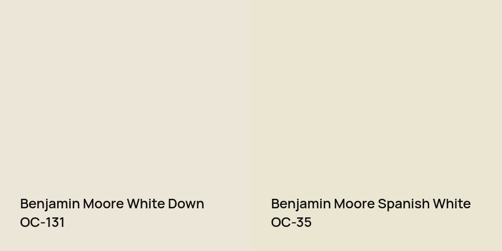 Benjamin Moore White Down vs. Benjamin Moore Spanish White