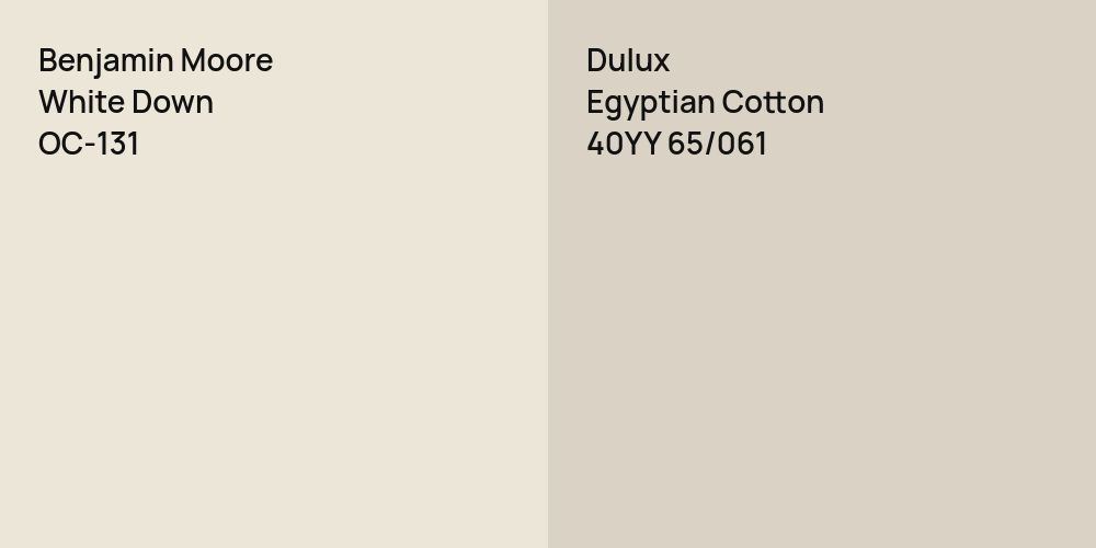 Benjamin Moore White Down vs. Dulux Egyptian Cotton