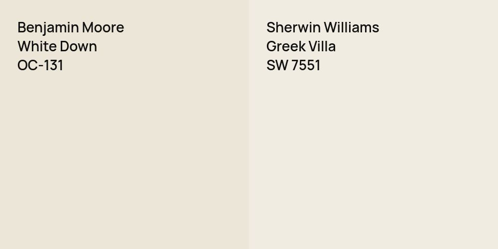 Benjamin Moore White Down vs. Sherwin Williams Greek Villa