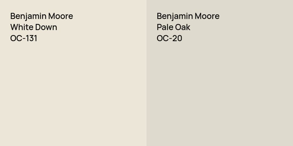 Benjamin Moore White Down vs. Benjamin Moore Pale Oak