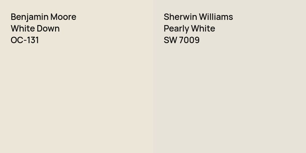 Benjamin Moore White Down vs. Sherwin Williams Pearly White