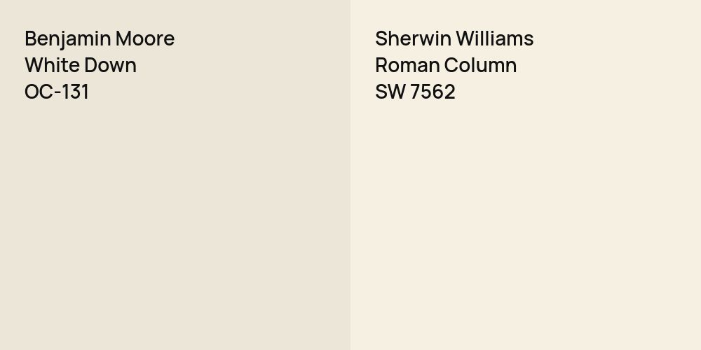 Benjamin Moore White Down vs. Sherwin Williams Roman Column