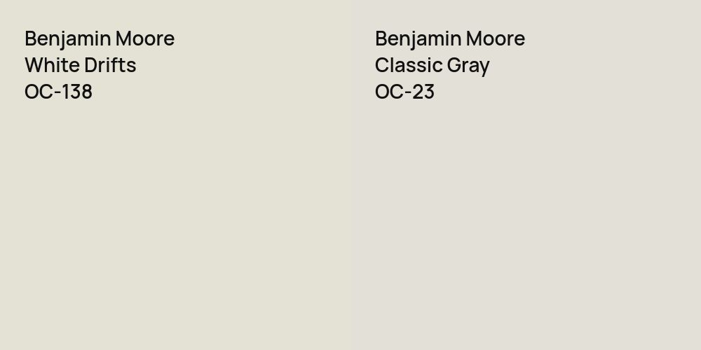 Benjamin Moore White Drifts vs. Benjamin Moore Classic Gray