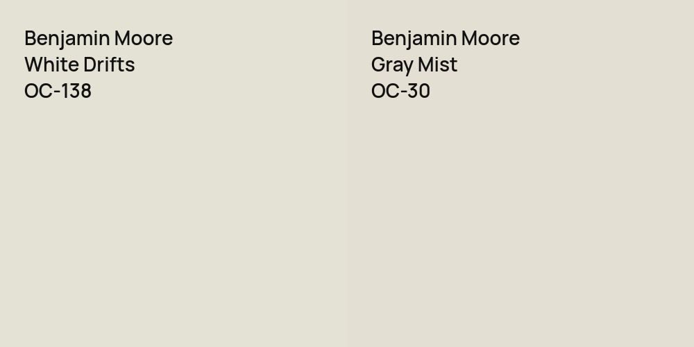 Benjamin Moore White Drifts vs. Benjamin Moore Gray Mist