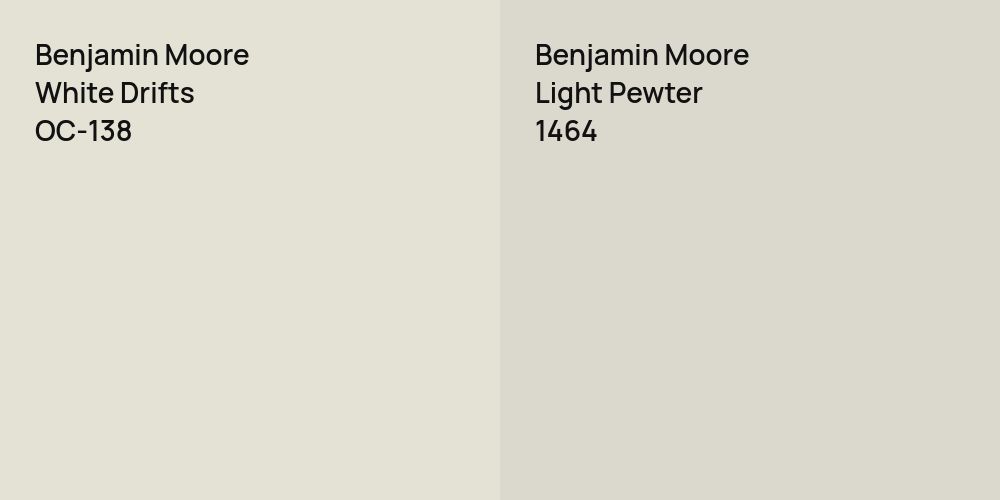 Benjamin Moore White Drifts vs. Benjamin Moore Light Pewter