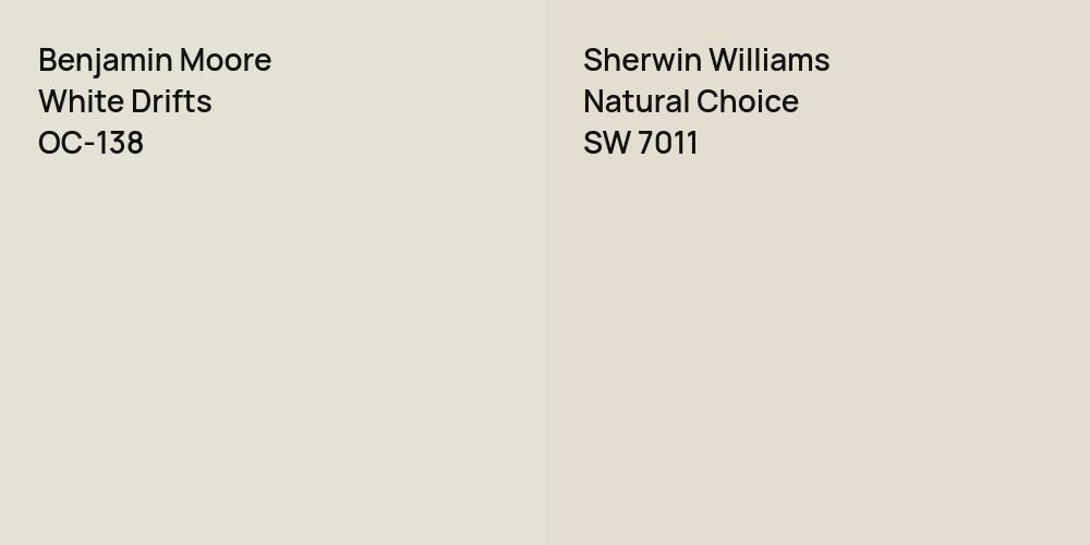 Benjamin Moore White Drifts vs. Sherwin Williams Natural Choice