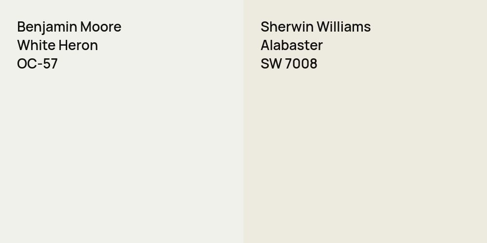 Benjamin Moore White Heron vs. Sherwin Williams Alabaster