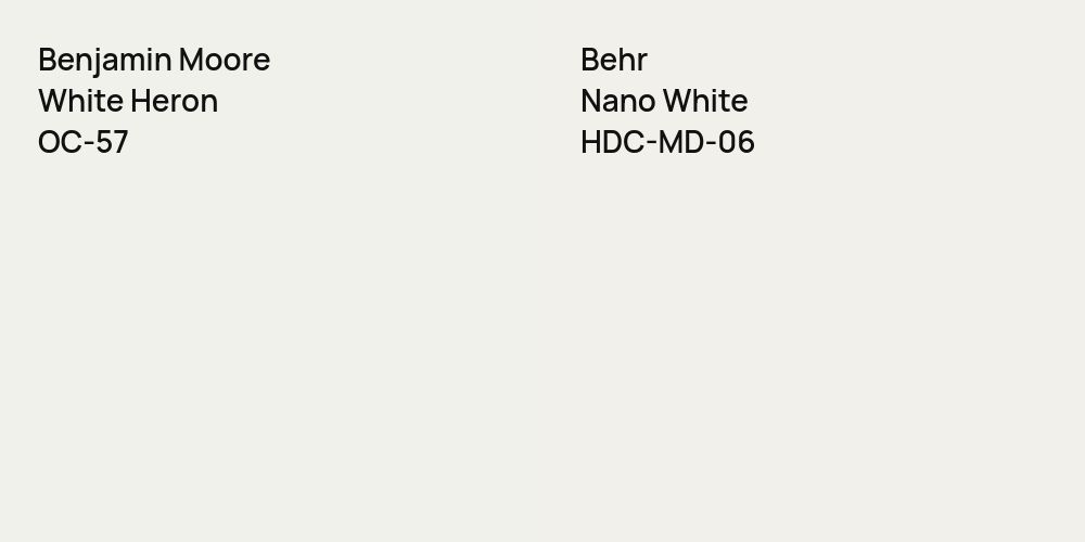 Benjamin Moore White Heron vs. Behr Nano White