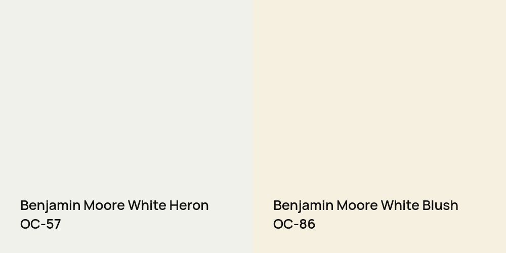 Benjamin Moore White Heron vs. Benjamin Moore White Blush