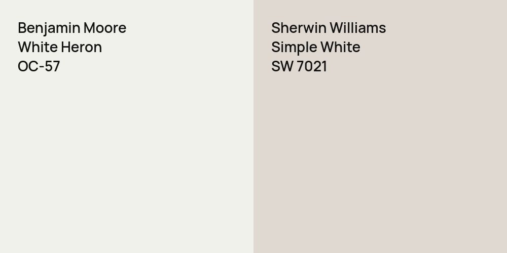 Benjamin Moore White Heron vs. Sherwin Williams Simple White