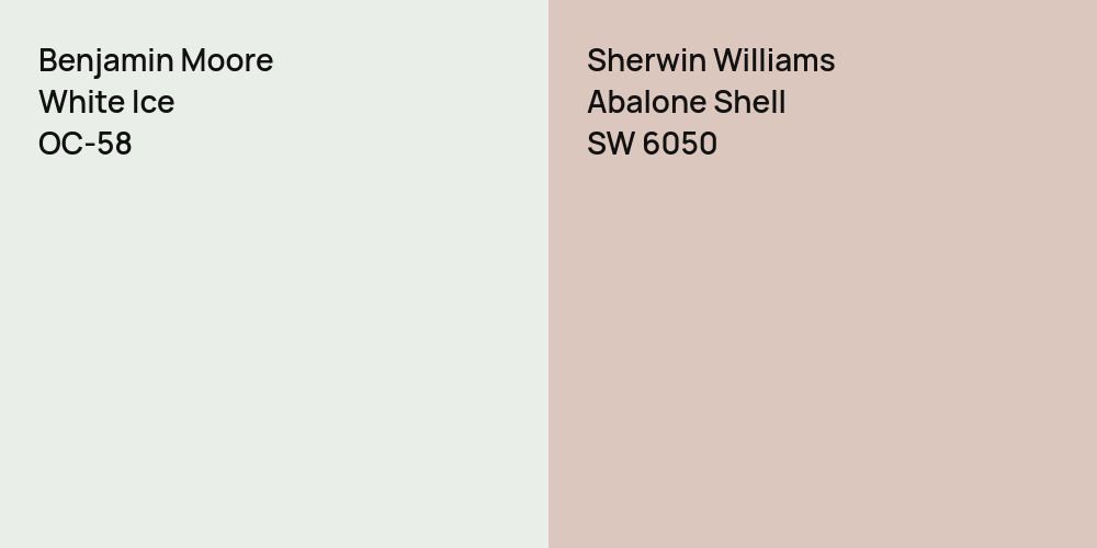 Benjamin Moore White Ice vs. Sherwin Williams Abalone Shell