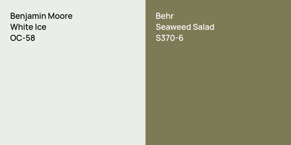 Benjamin Moore White Ice vs. Behr Seaweed Salad