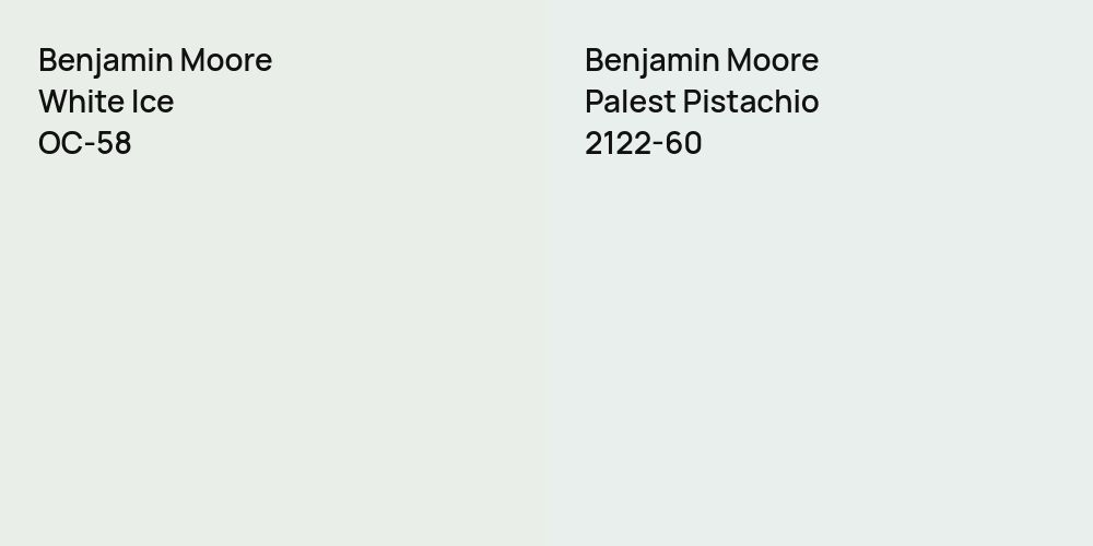 Benjamin Moore White Ice vs. Benjamin Moore Palest Pistachio