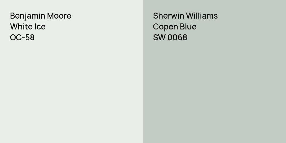 Benjamin Moore White Ice vs. Sherwin Williams Copen Blue