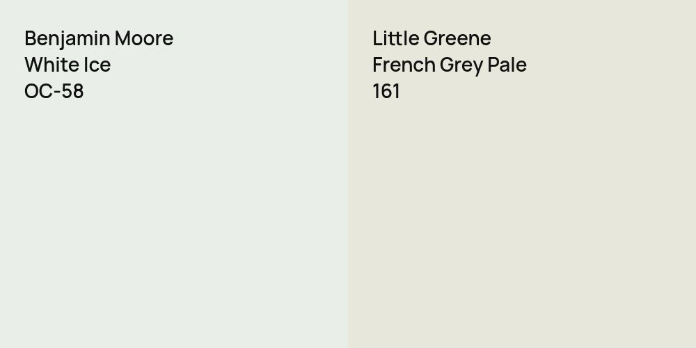 Benjamin Moore White Ice vs. Little Greene French Grey Pale