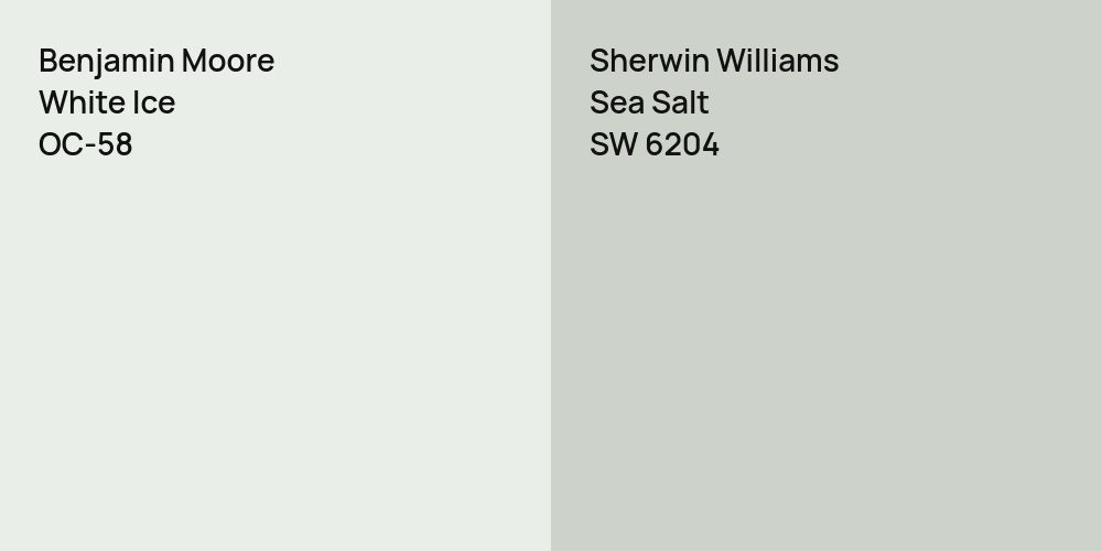 Benjamin Moore White Ice vs. Sherwin Williams Sea Salt