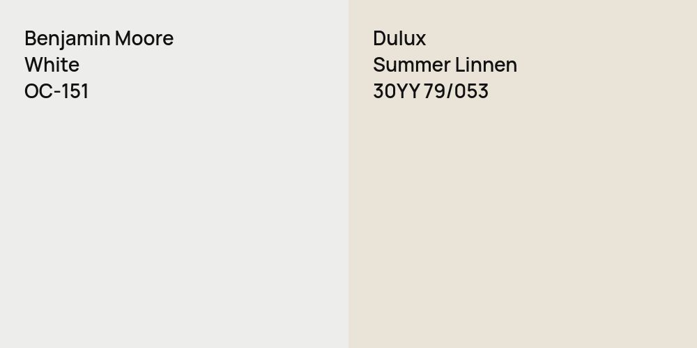 Benjamin Moore White vs. Dulux Summer Linnen