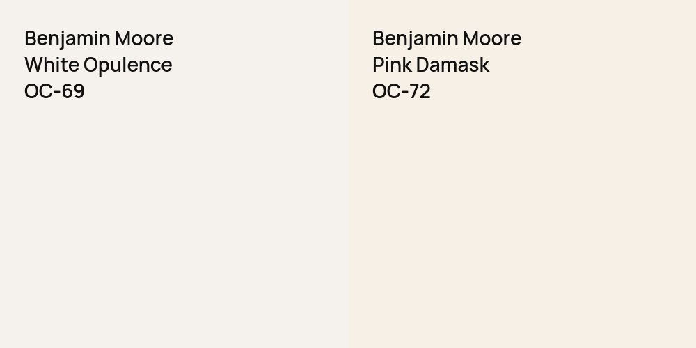 Benjamin Moore White Opulence vs. Benjamin Moore Pink Damask