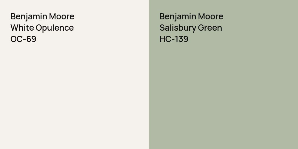 Benjamin Moore White Opulence vs. Benjamin Moore Salisbury Green