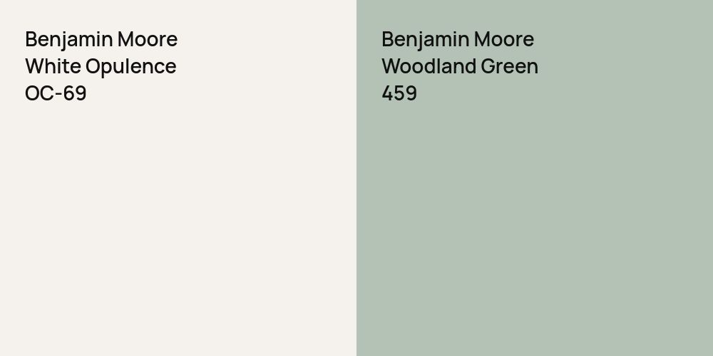 Benjamin Moore White Opulence vs. Benjamin Moore Woodland Green