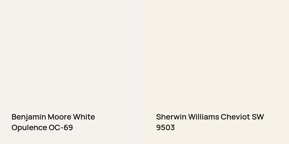 Benjamin Moore White Opulence vs. Sherwin Williams Cheviot