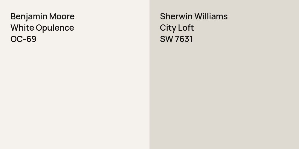 Benjamin Moore White Opulence vs. Sherwin Williams City Loft