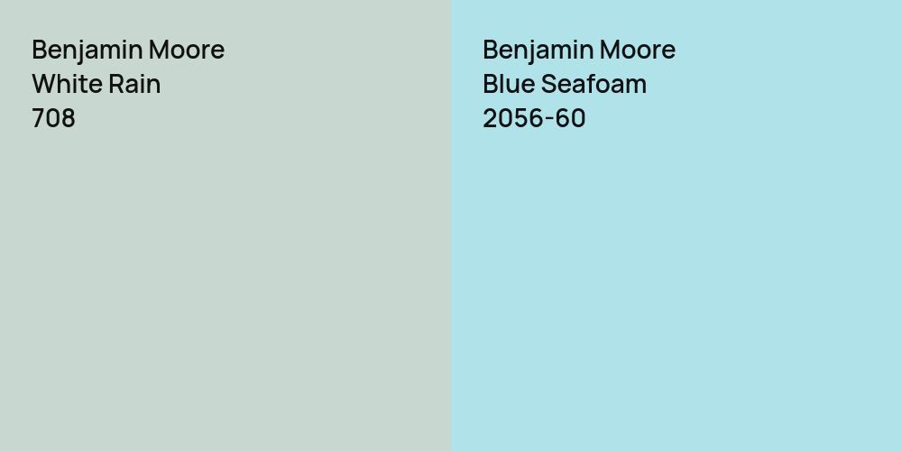 Benjamin Moore White Rain vs. Benjamin Moore Blue Seafoam