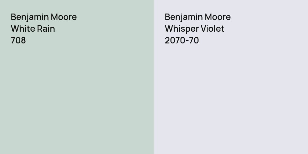 Benjamin Moore White Rain vs. Benjamin Moore Whisper Violet