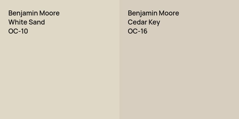 Benjamin Moore White Sand vs. Benjamin Moore Cedar Key