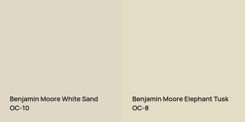 Benjamin Moore White Sand vs. Benjamin Moore Elephant Tusk