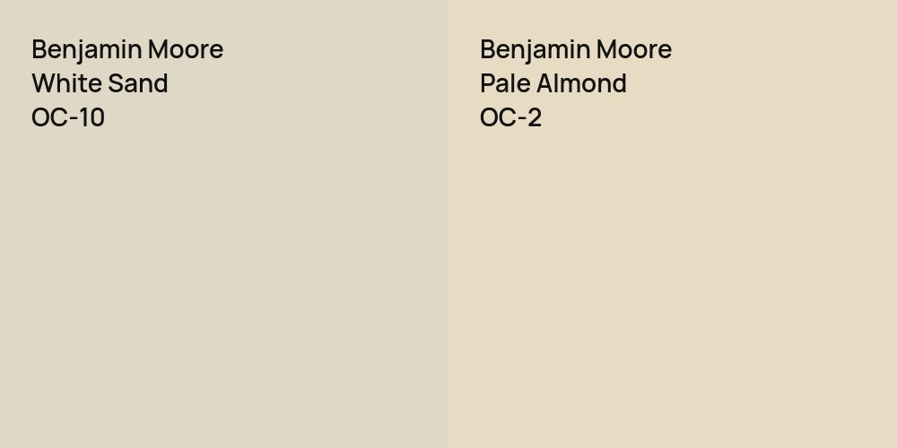 Benjamin Moore White Sand vs. Benjamin Moore Pale Almond