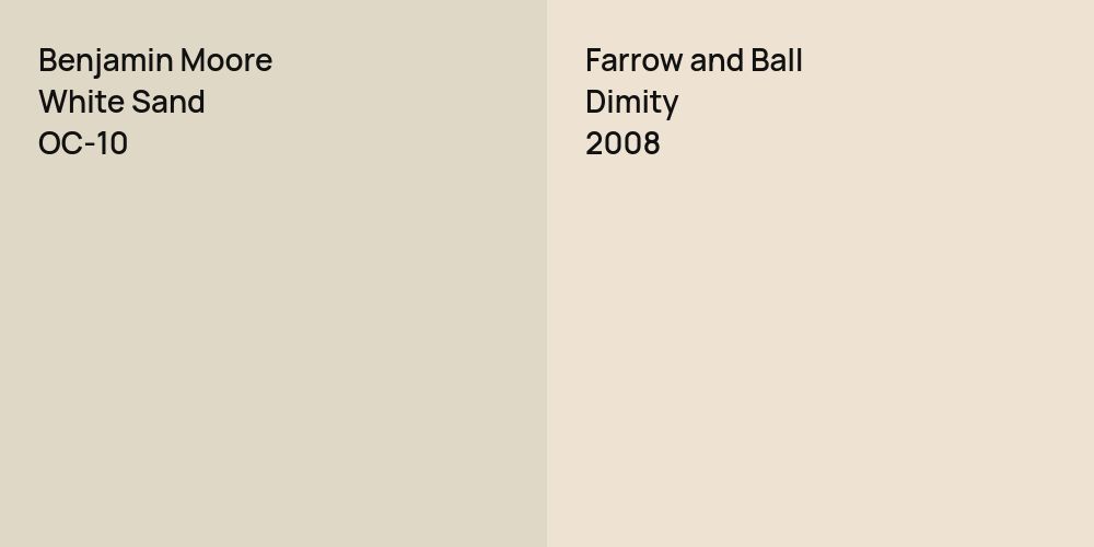 Benjamin Moore White Sand vs. Farrow and Ball Dimity