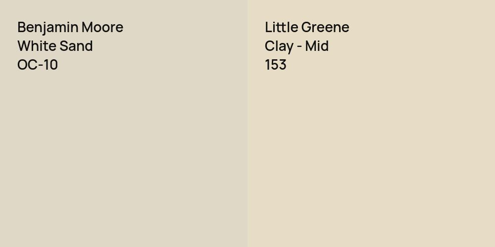 Benjamin Moore White Sand vs. Little Greene Clay - Mid